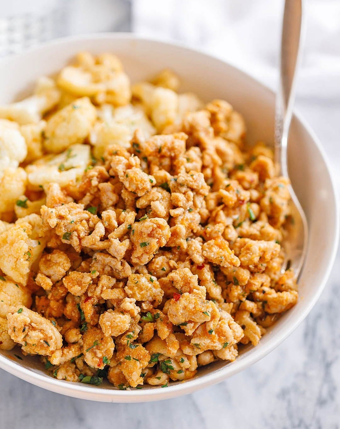 Garlic Butter Ground Turkey with Cauliflower Skillet