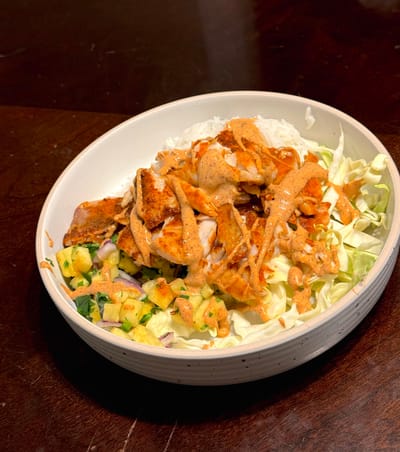 Fish Taco Bowl with Chipotle Lime Mayo Sauce