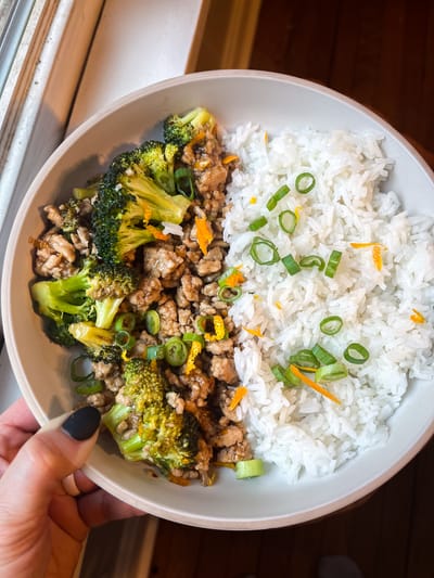 Ground Orange Chicken with Broccoli