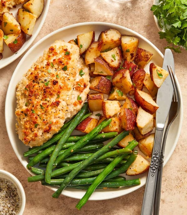 Parmesan Crusted Chicken Sheet Pan Dinner